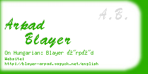 arpad blayer business card